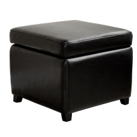 Baxton Studio Full Leather Ottoman Black Y-162-023-black